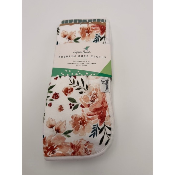 Copper Pearl Other - Copper Pearl Burp Cloths Baby OS Multi NEW 3-Pack Floral Sage Tan Oversized